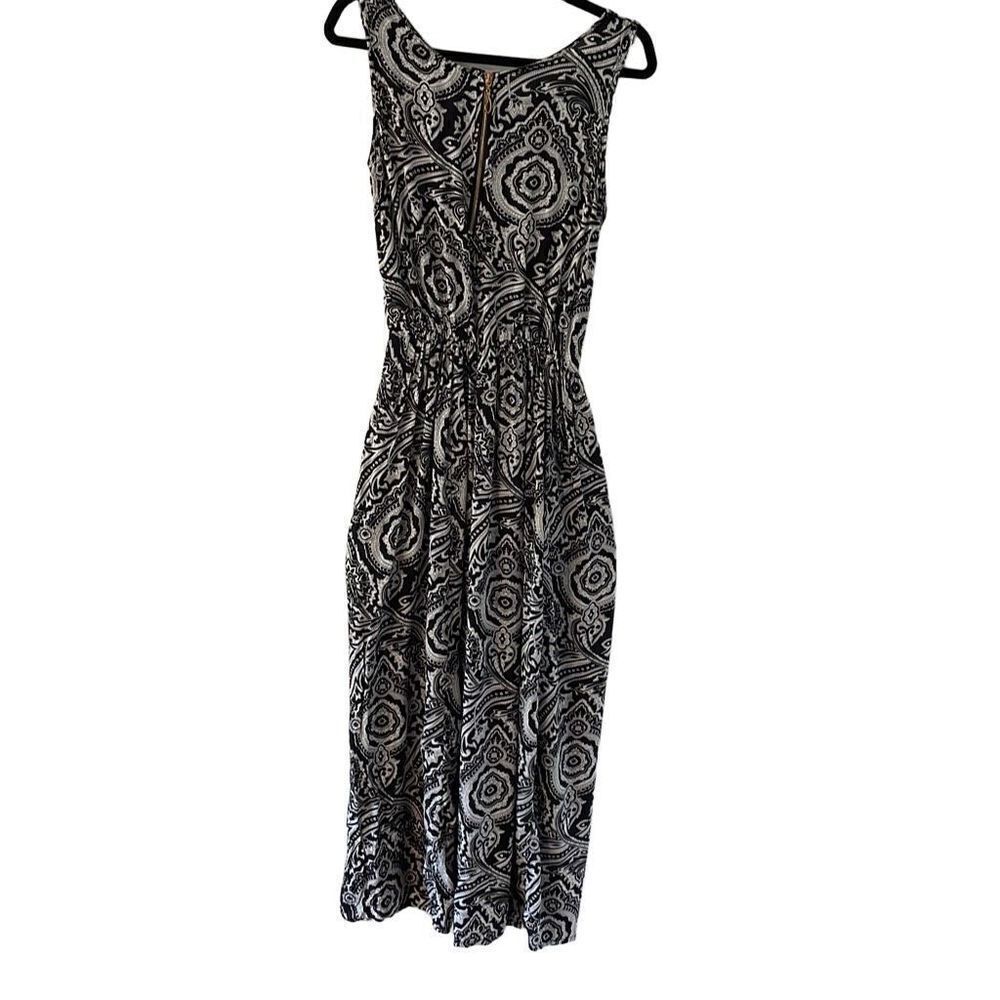 Ace Fashion paisley medallion print black & white maxi dress M